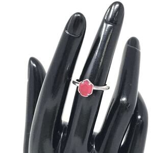 Kendra Scott Calvin Stacking Ring Sz 6.25 Rhodium Silver Red Magnesite Gemstone